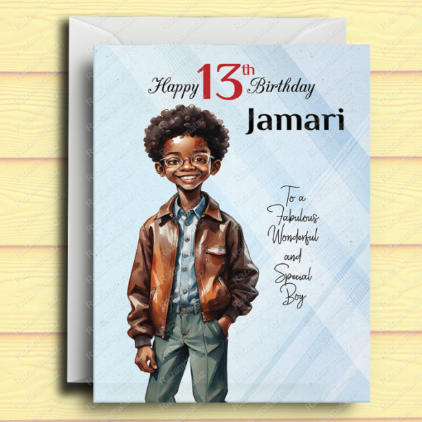 Black Boy Birthday Card Q